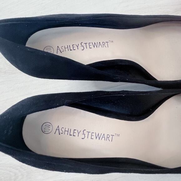 NEW Ashley Stewart Suede Pom Pom Stiletto Heels Size 10W NEW IN BOX - Picture 6 of 16